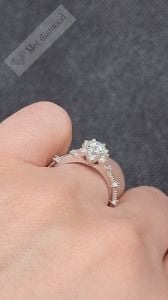 0,50 karat mozanit taşlı yüzük lotus çiçeği mzn99