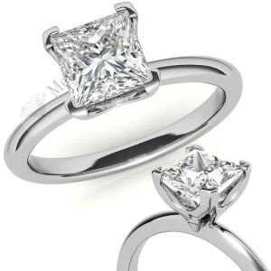 2 karat mozanit taşlı yüzük prenses kesim prs021