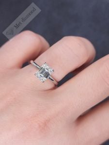 2 karat baget mozanit taşlı tektaş yüzük bgt83