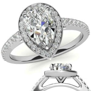 1,50 karat mozanit taşlı yüzük damla kesim