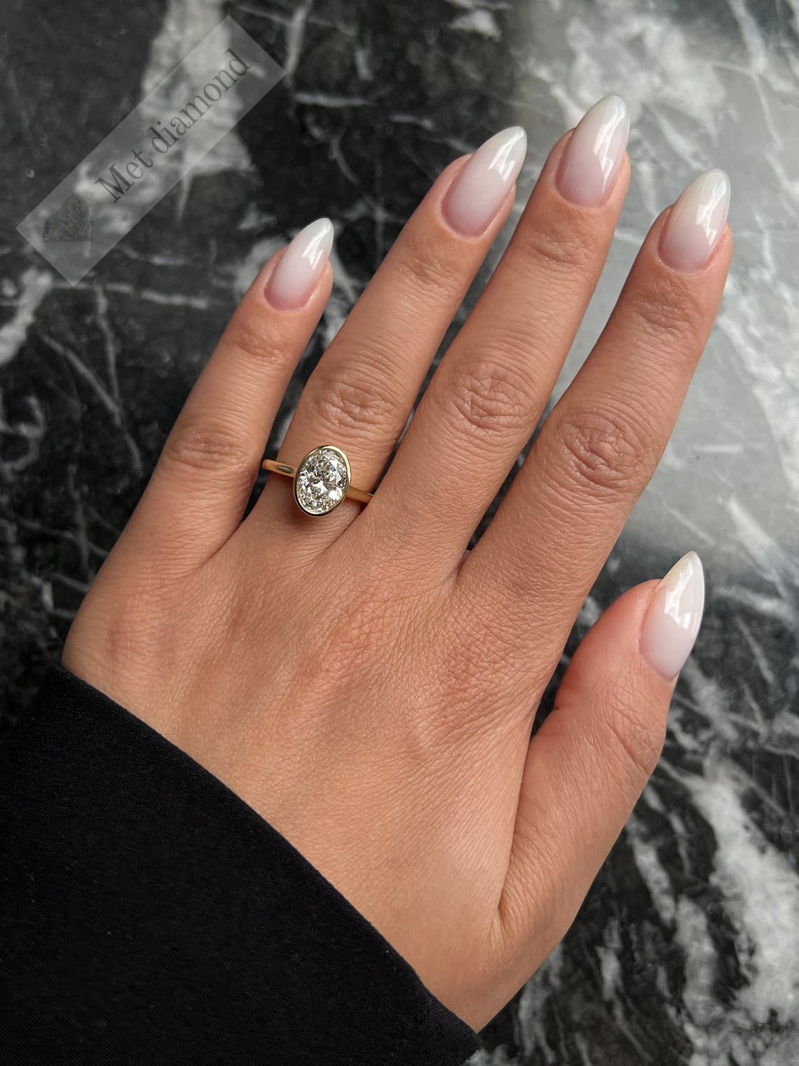 2 karat mozanit taşlı tektaş yüzük sıvama model -ov071