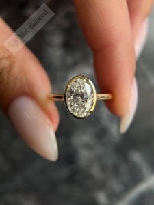 2 karat mozanit taşlı tektaş yüzük sıvama model -ov071