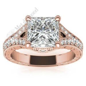 3.50 karat mozanit taşlı yüzük prenses kesim prs018