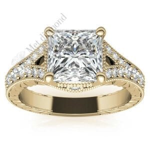 3.50 karat mozanit taşlı yüzük prenses kesim prs018