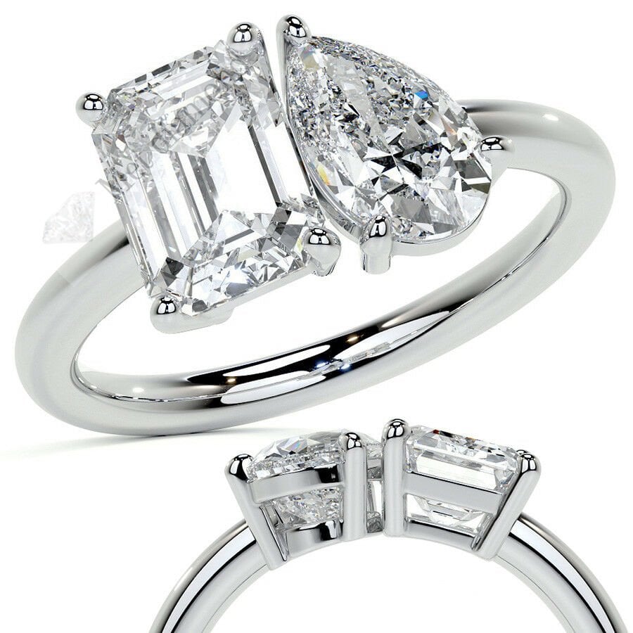 4 karat mozanit taşlı yüzük baget kesim