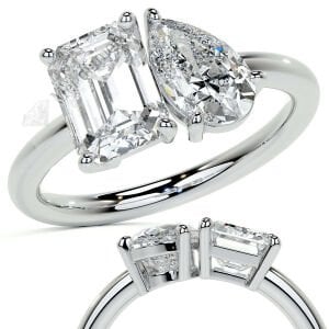 4 karat mozanit taşlı yüzük baget kesim