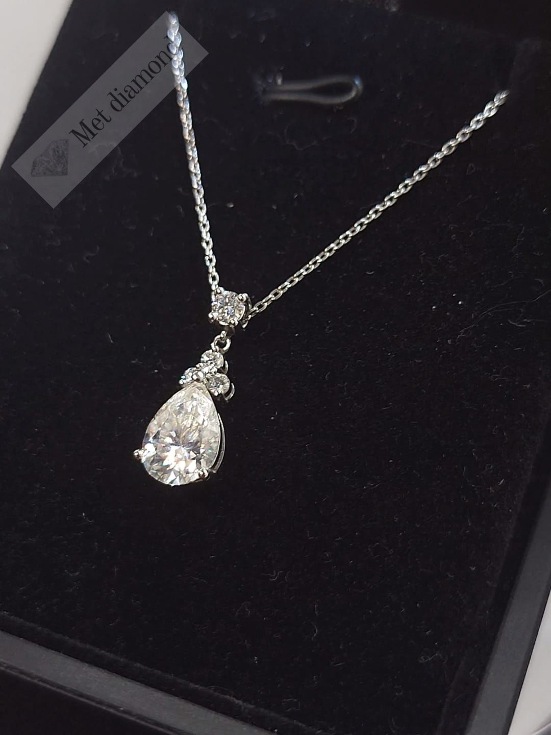 2 karat mozanit taşlı kolye damla- kol09