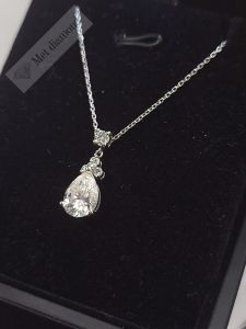 2 karat mozanit taşlı kolye damla- kol09