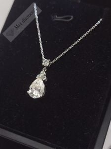 2 karat mozanit taşlı kolye damla- kol09