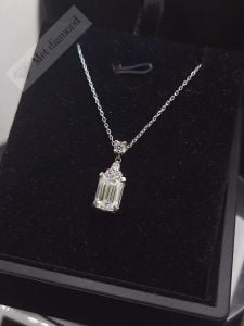 2 karat mozanit taşlı baget kolye  - kol015