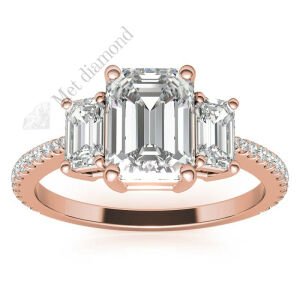 3,50 karat mozanit taşlı yüzük baget kesim