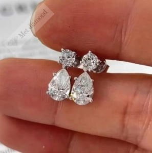 2.60 karat  mozanit taşlı küpe -kup06