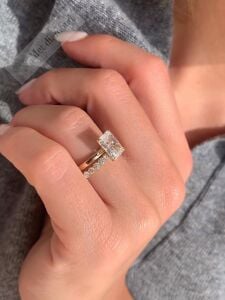 3 karat mozanit taşlı tektaş yüzük raindat kesim - bgt73