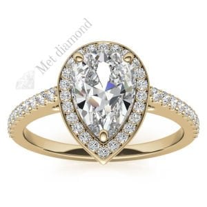 2,50 karat mozanit pırlanta yüzük damla katedral model