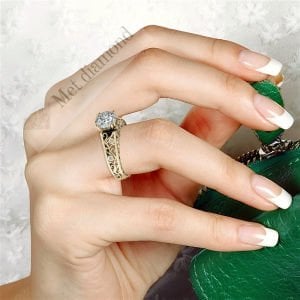 3 karat mozanit taşlı yüzük tasarım mzn122