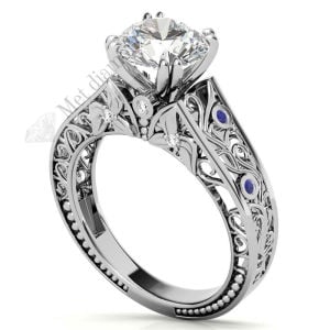 3 karat mozanit taşlı yüzük tasarım mzn122