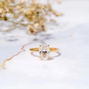 2 karat oval  mozanit taşlı yüzük - ov0767