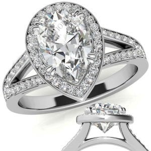 3,50 karat mozanit pırlanta yüzük damla katedral model