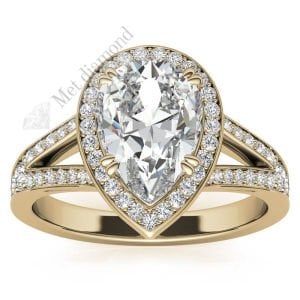 3,50 karat mozanit pırlanta yüzük damla katedral model