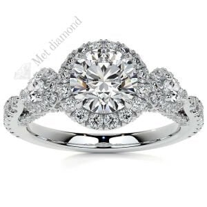 3 karat mozanit taşlı yüzük halo model hly70