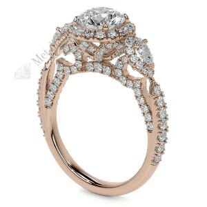 3 karat mozanit taşlı yüzük halo model hly70