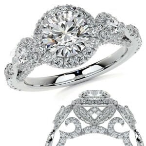 3 karat mozanit taşlı yüzük halo model hly70