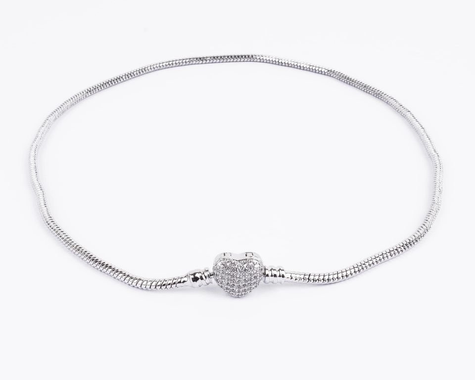 Silver Shiny Heart Brand Kolye