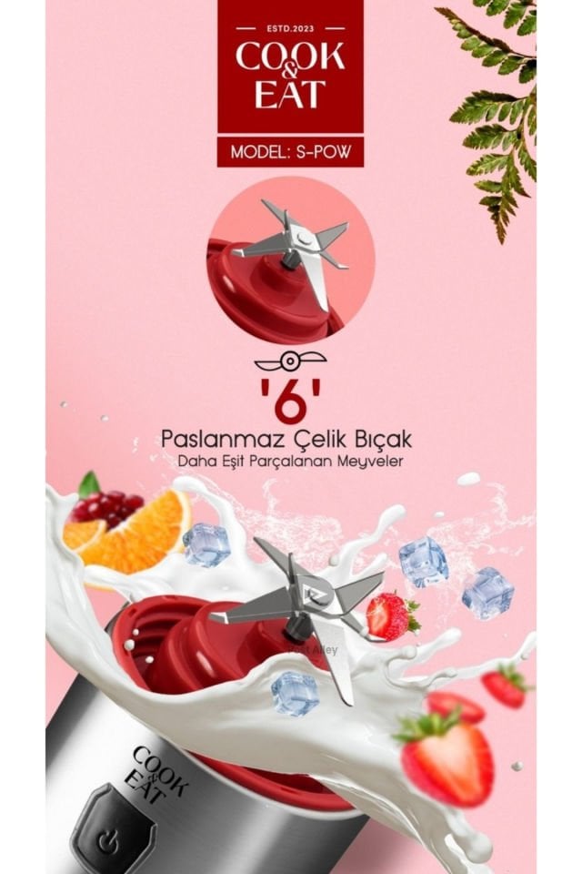 Şarjlı 6 Bıçaklı Paslanmaz Çelik Buz Kırabilen Kişisel Blender (450 Ml )