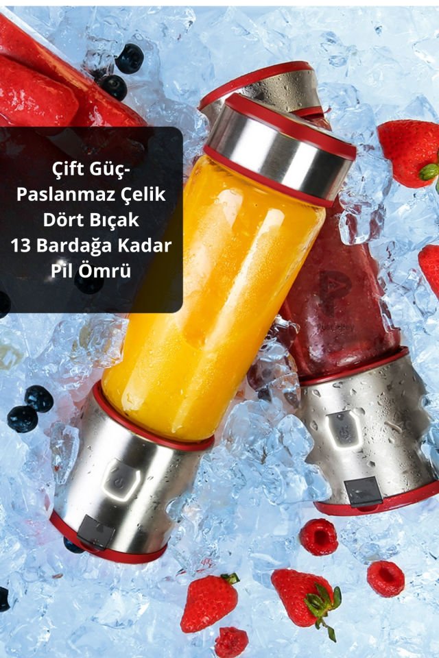 Şarjlı 6 Bıçaklı Paslanmaz Çelik Buz Kırabilen Kişisel Blender (450 Ml )