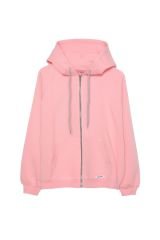 Sırt Baskılı Fermuarlı Sweatshirt Pembe