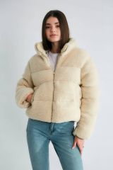 Bej Peluş Mont