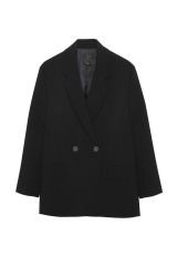 Kruvaze Yaka Oversize Blazer Ceket Siyah