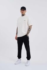 Erkek Solid Color Basic Relaxed Jogger Siyah Eşofman Altı