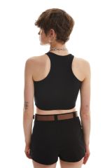 Halter Yaka Crop Atlet Siyah