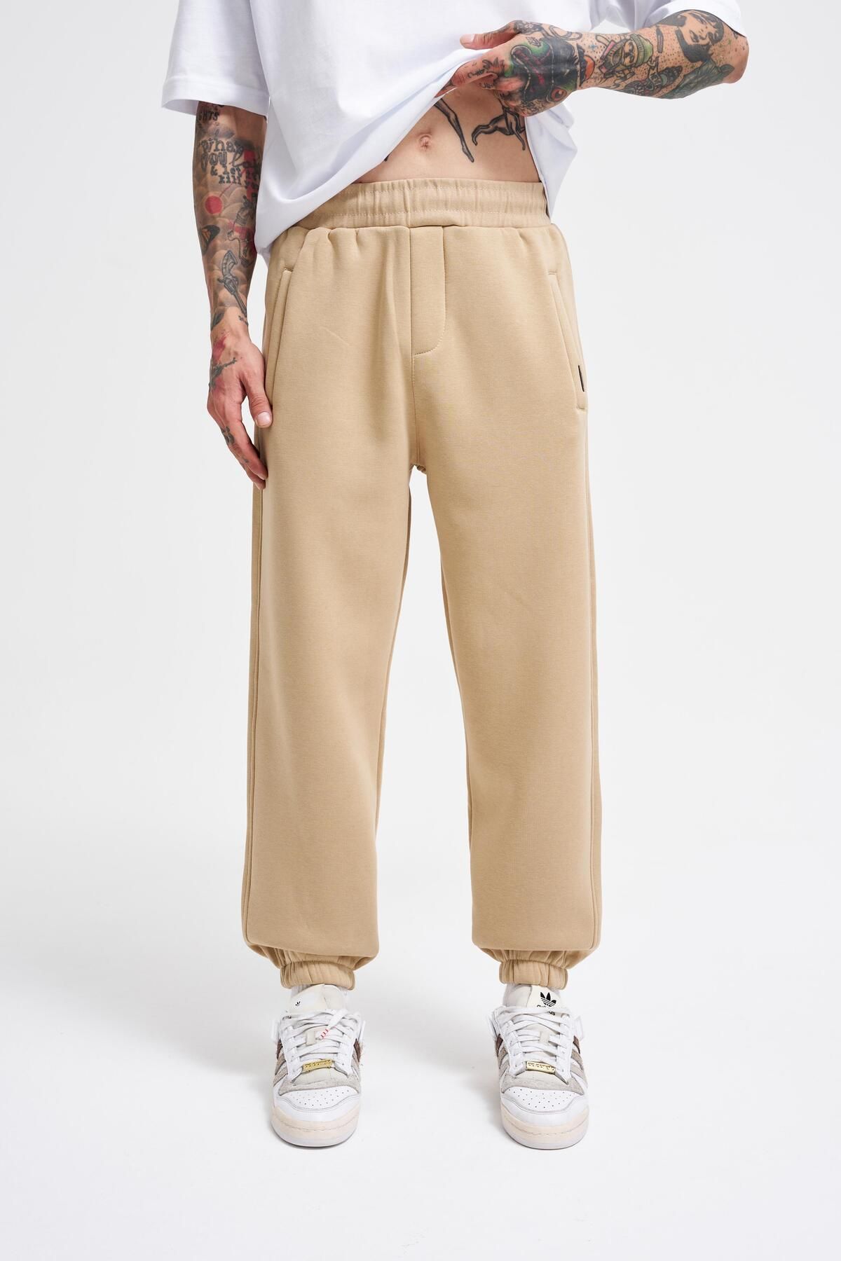 Erkek Jogger Regular Bej Eşofman Altı