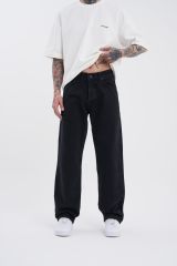 Erkek Relaxed Baggy Siyah Pantolon