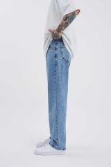 Erkek Relaxed Baggy Mavi Jean Pantolon