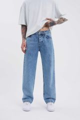 Erkek Relaxed Baggy Mavi Jean Pantolon