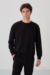 Siyah Casual O Yaka Lastik Paça Erkek Oversize Eşofman Takımı - 85120