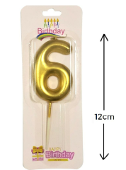 Büyük Boy 6 Rakam Gold Mum 12 Cm