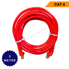 CAT 6 PATCH NETWORK İNTERNET KABLOSU KIRMIZI 5 METRE