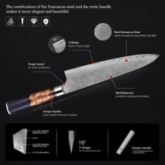 Şam Çeliği Japon Şef Bıçağı