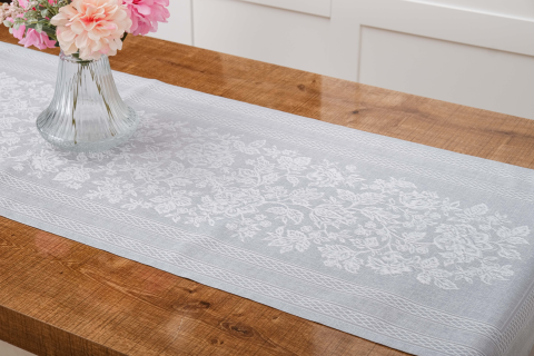 Lola Jakar Polyester Kumaş Gri Runner 45x150 Cm - 1413