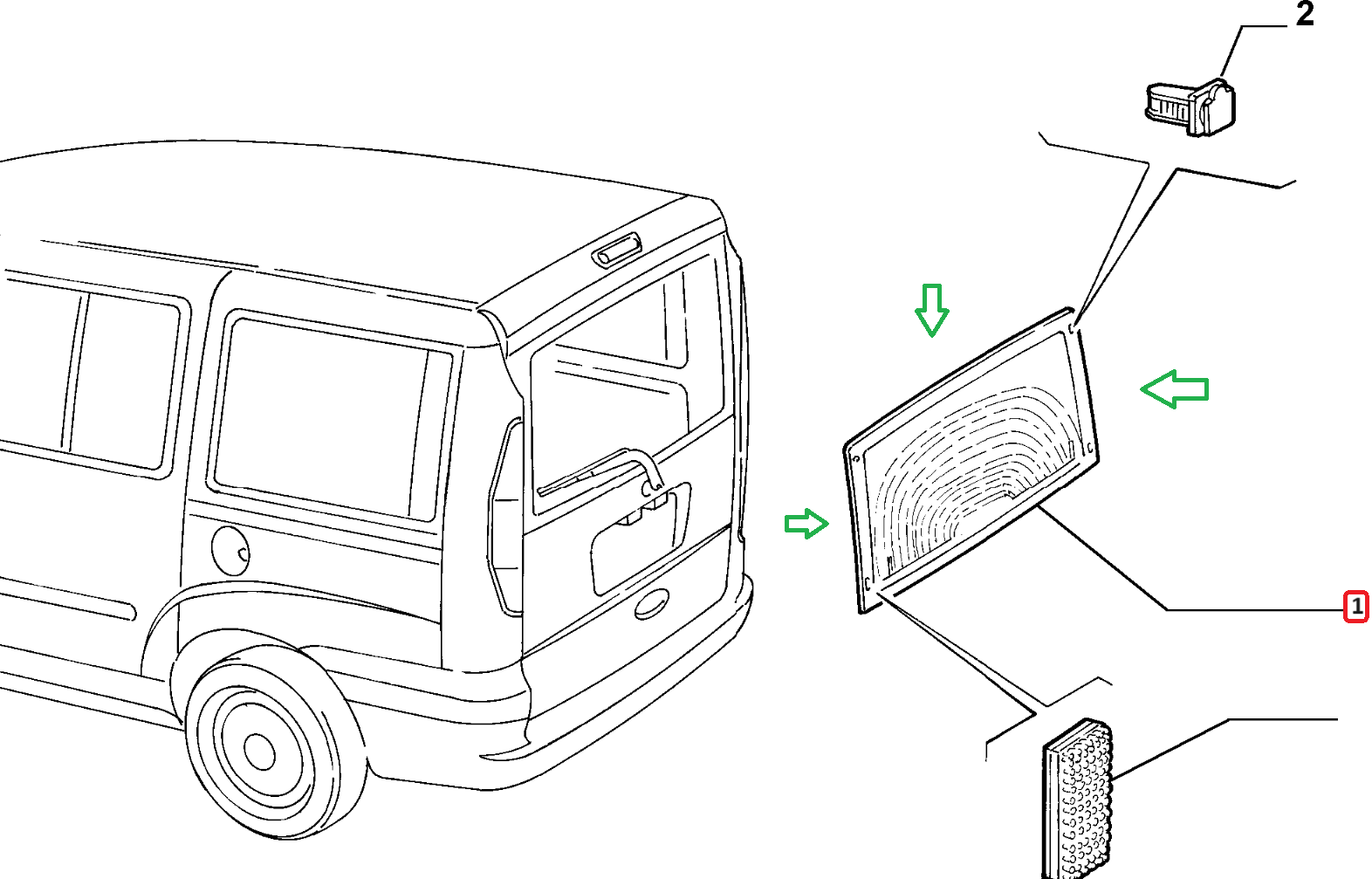 FIAT Doblo Şeffaf Bagaj Kapı Camı 46752971
