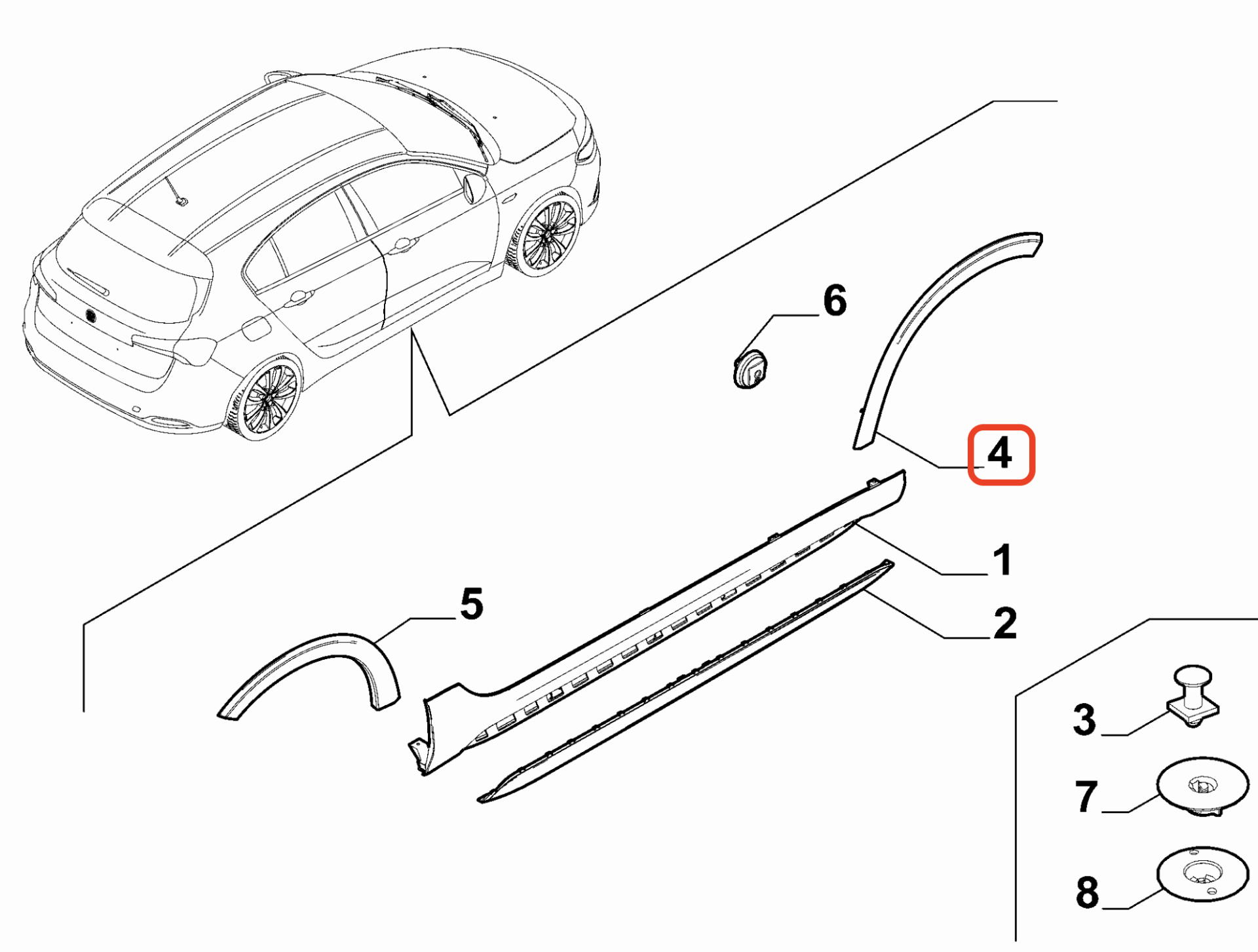 Fiat Egea Ön Sol Çamurluk Çıtası 735740620 - 735767618