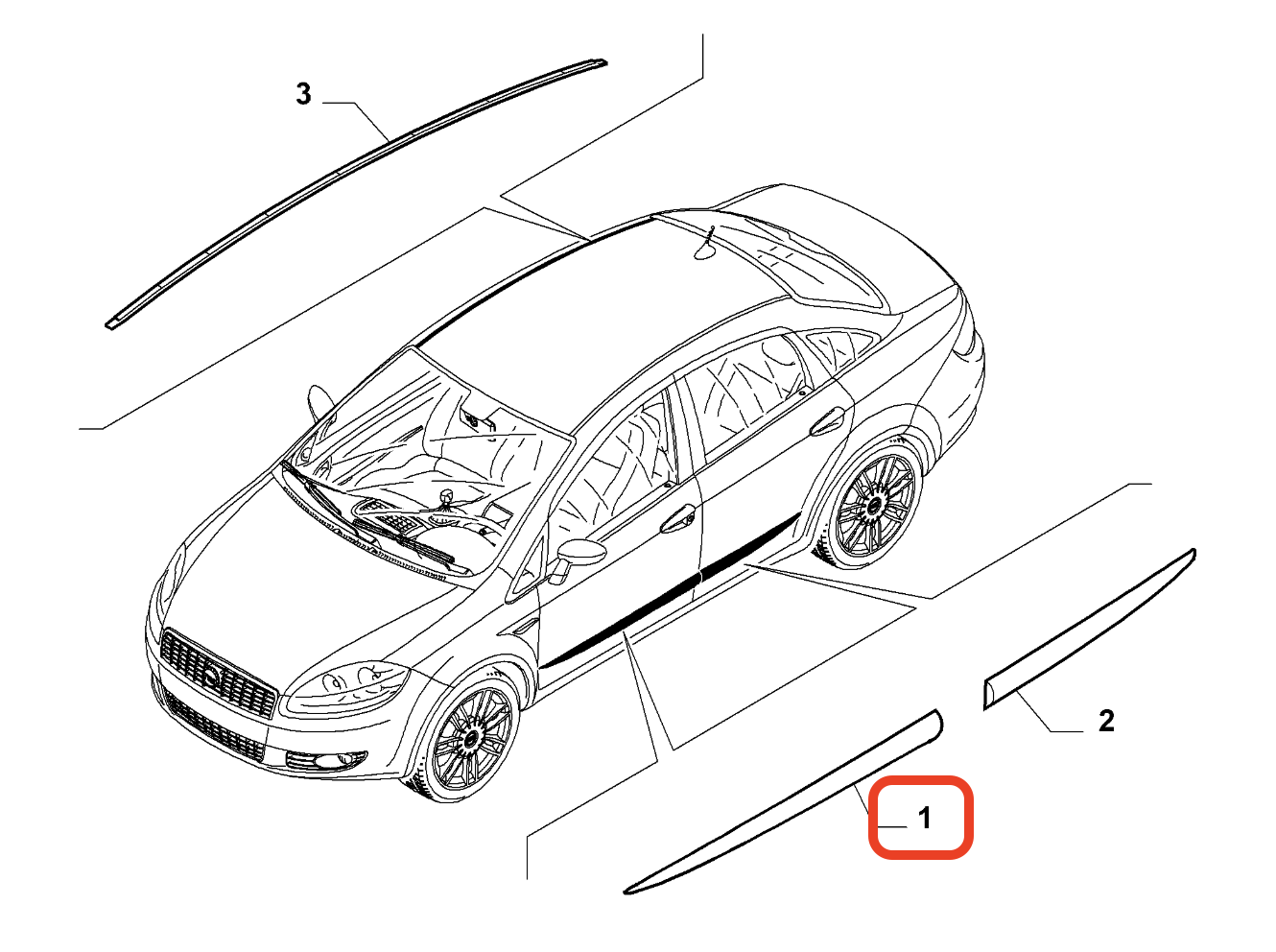 Fiat Linea Ön Sol Kapı Çıtası Nikelajlı 735457508