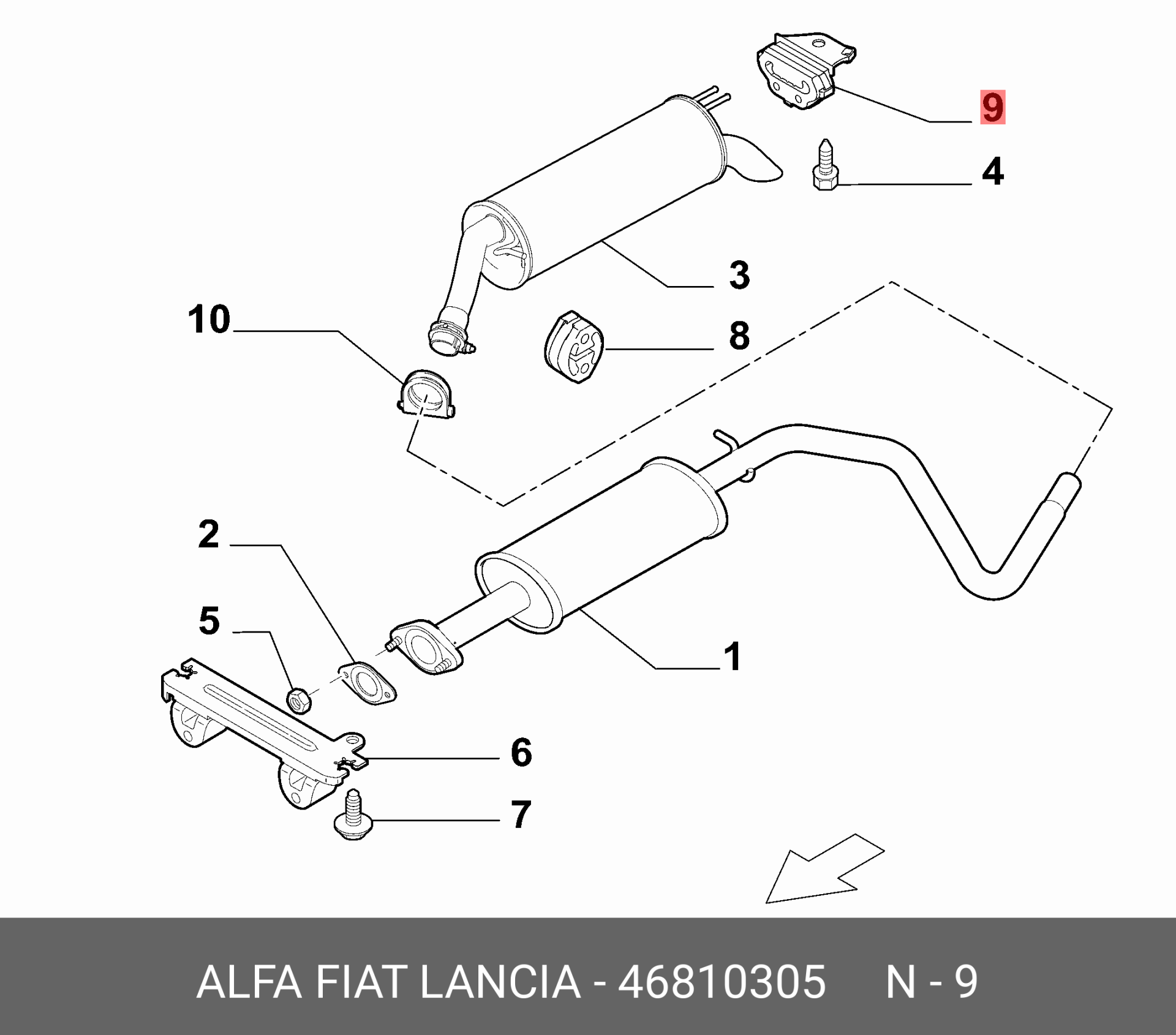 Fiat Stilo / Bravo Egzoz Arka Askı Lastiği 46810305