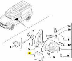 FIAT Doblo Dış Dikiz Ayna Kapağı 735649441