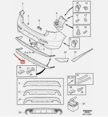 VOLVO V40 Arka Tampon Difüzörü 39814229