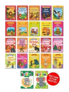 20 Kitaplık Dünya Klasikleri Masal Seti - Okul Öncesi ve İlkokul - 2 Boyama Kitabı Hediyeli